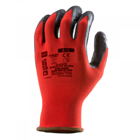 HYGG-105 Gants EUROLITE 13L850 Rouge Noir T10 - pack de 10 paires